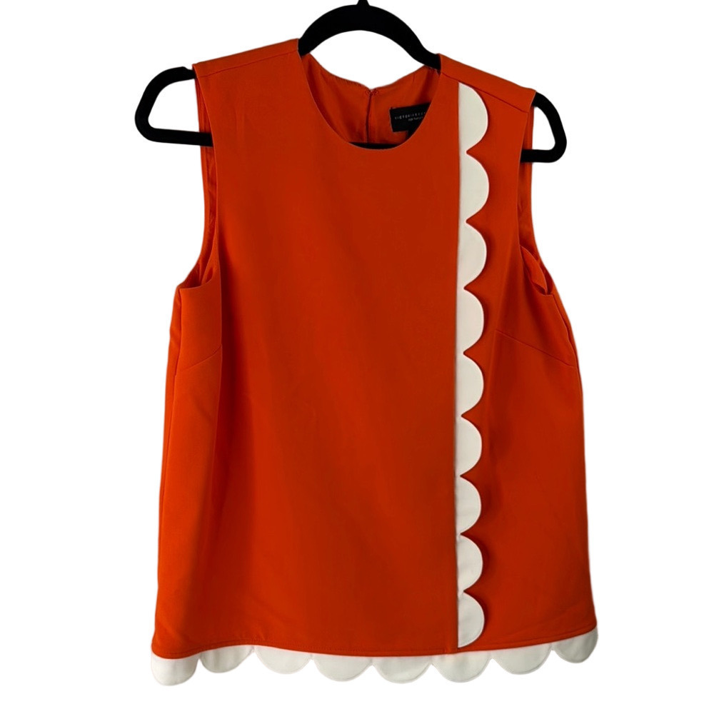 Victoria Beckham for Target Orange Sleeveless Tank Top with Scallop Blouse